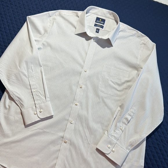 Stanford Smart Tech Mens Dress Shirt. XXL 18-18.5 NEW. Lite Gray & White Stripe - Picture 6 of 9
